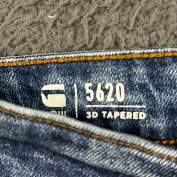 G Star Jeans Mens 38x34 Blue 5620 3D Tapered Medium Wash Stretch Slim Fit Denim - Picture 4 of 16